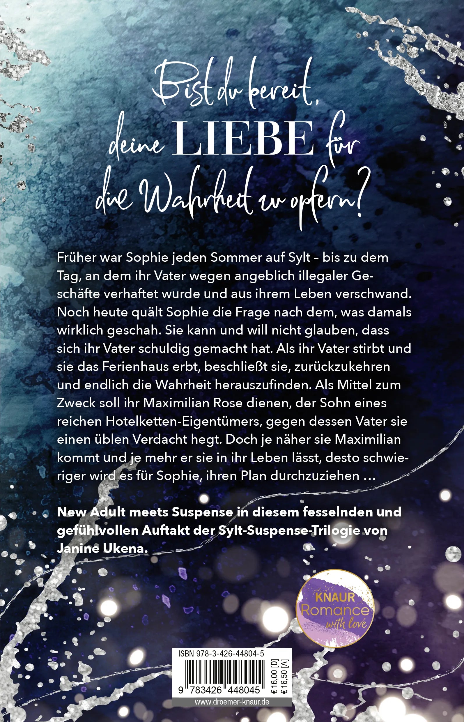Buchrückseite von 'Vor uns das Rauschen des Meeres' mit Klappentext - Paperback