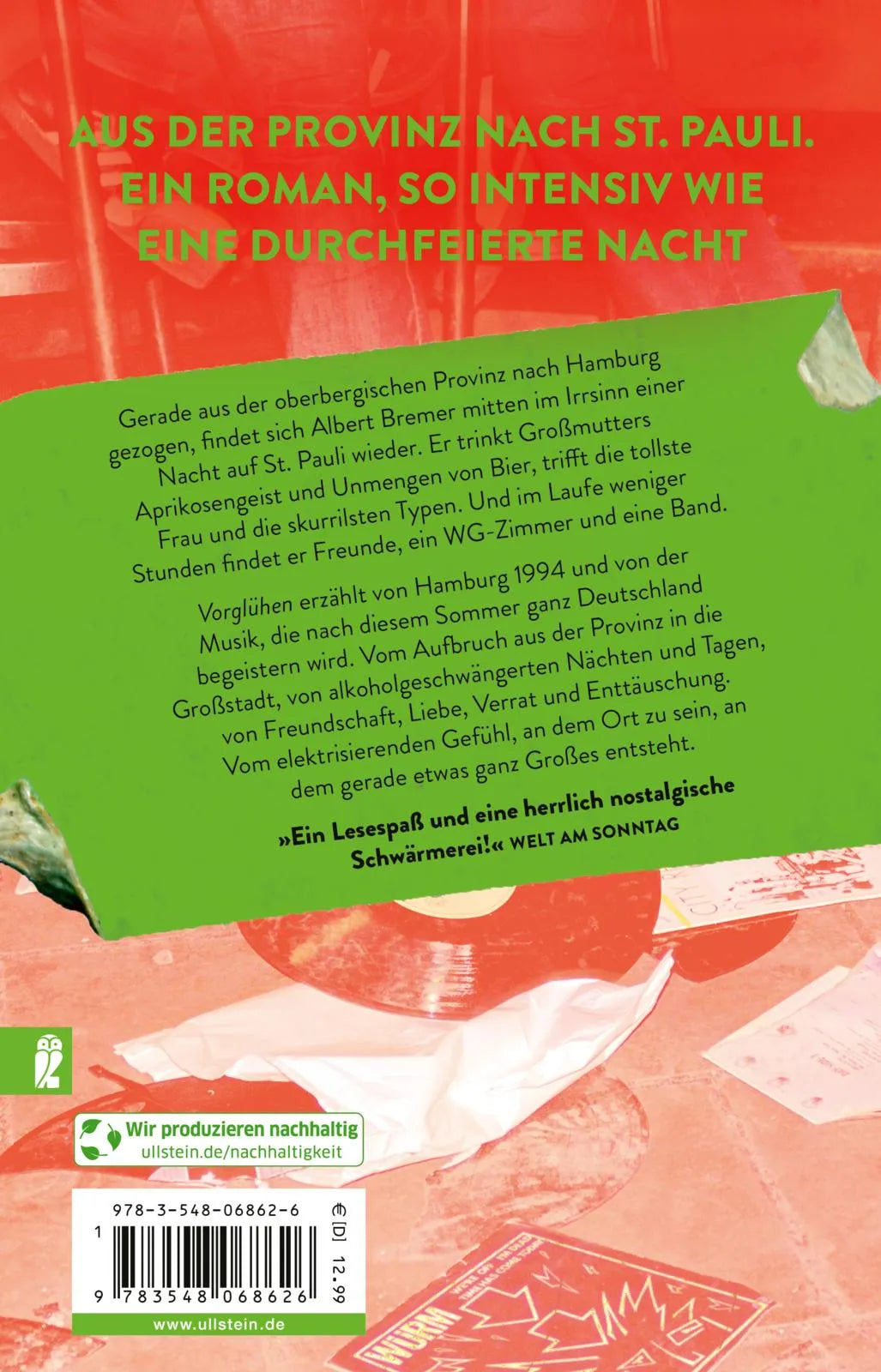 Buchrückseite von 'Vorglühen' mit Klappentext - Taschenbuch