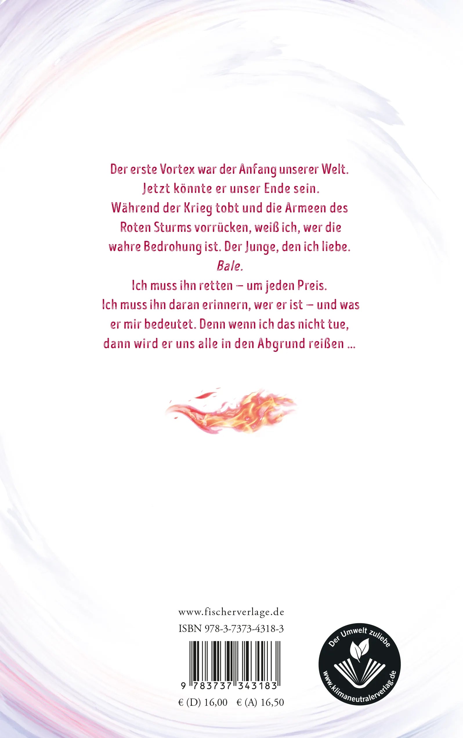 Buchrückseite von 'Vortex – Die Liebe, die den Anfang brachte' mit Klappentext - Paperback