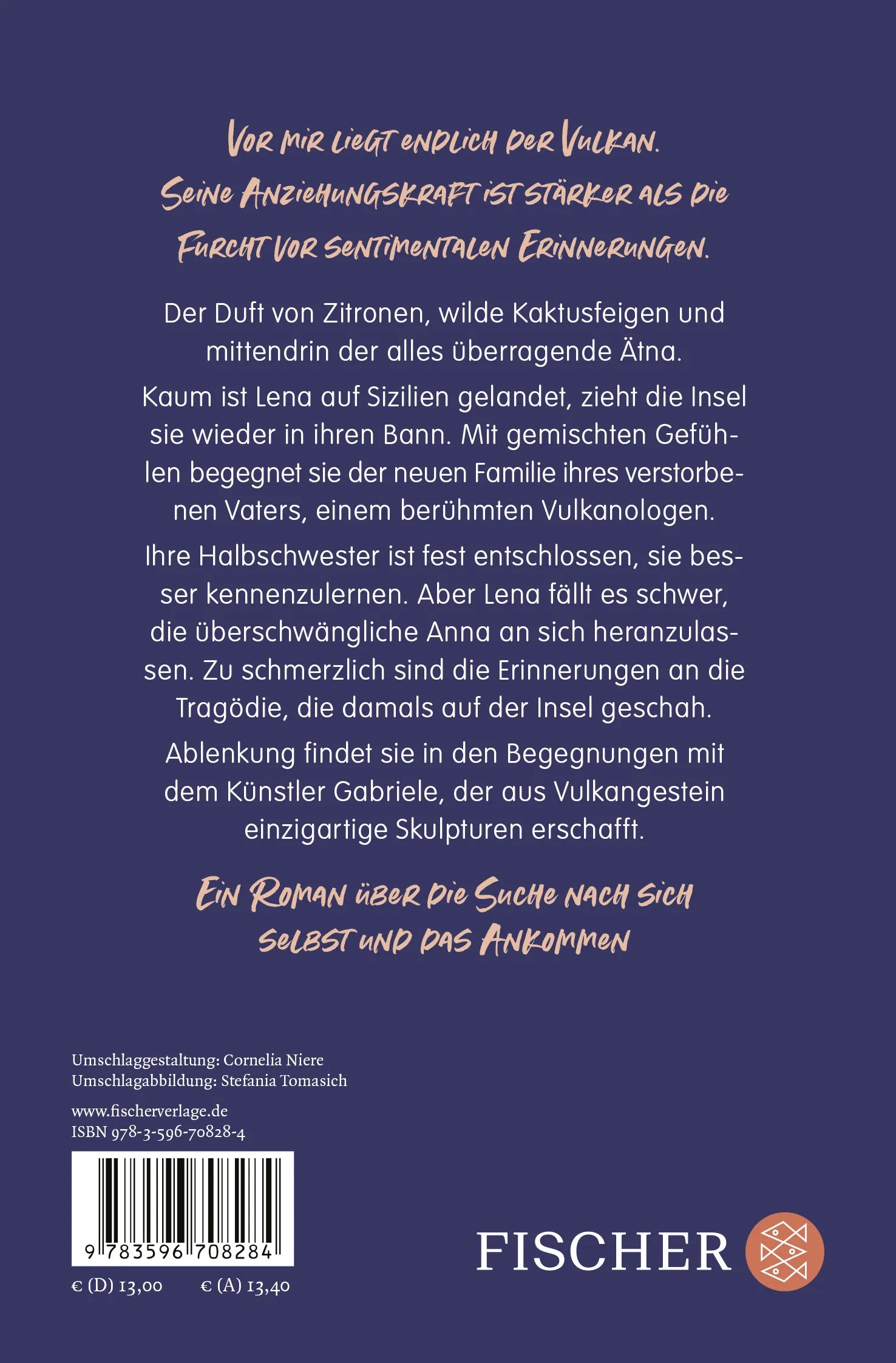 Buchrückseite von 'Vulkanherzsommer' mit Klappentext - Taschenbuch