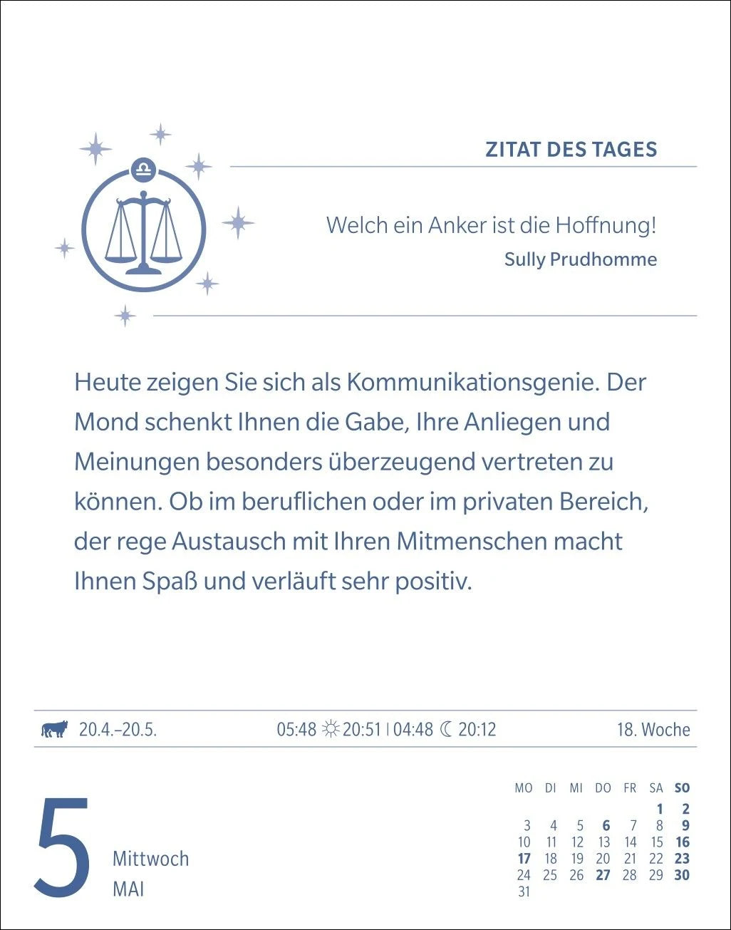 Waage Sternzeichenkalender 2027 - Tagesabreißkalender - Ihr Horoskop für jeden Tag – Ansicht