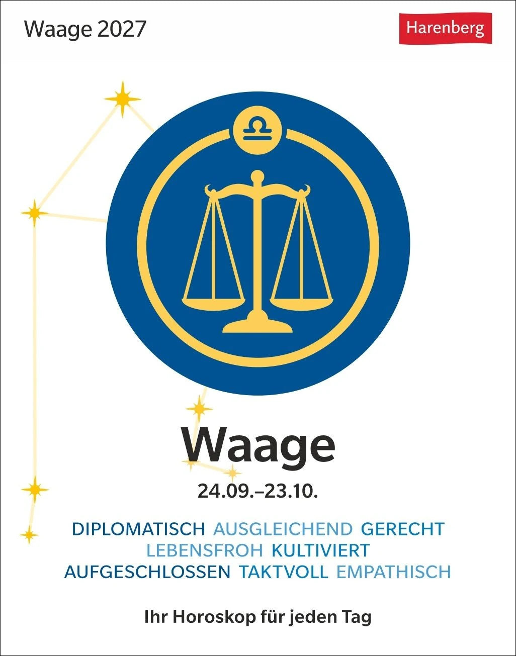 Tischkalender: Waage Sternzeichenkalender 2027 - Tagesabreißkalender - Ihr Horoskop für jeden Tag