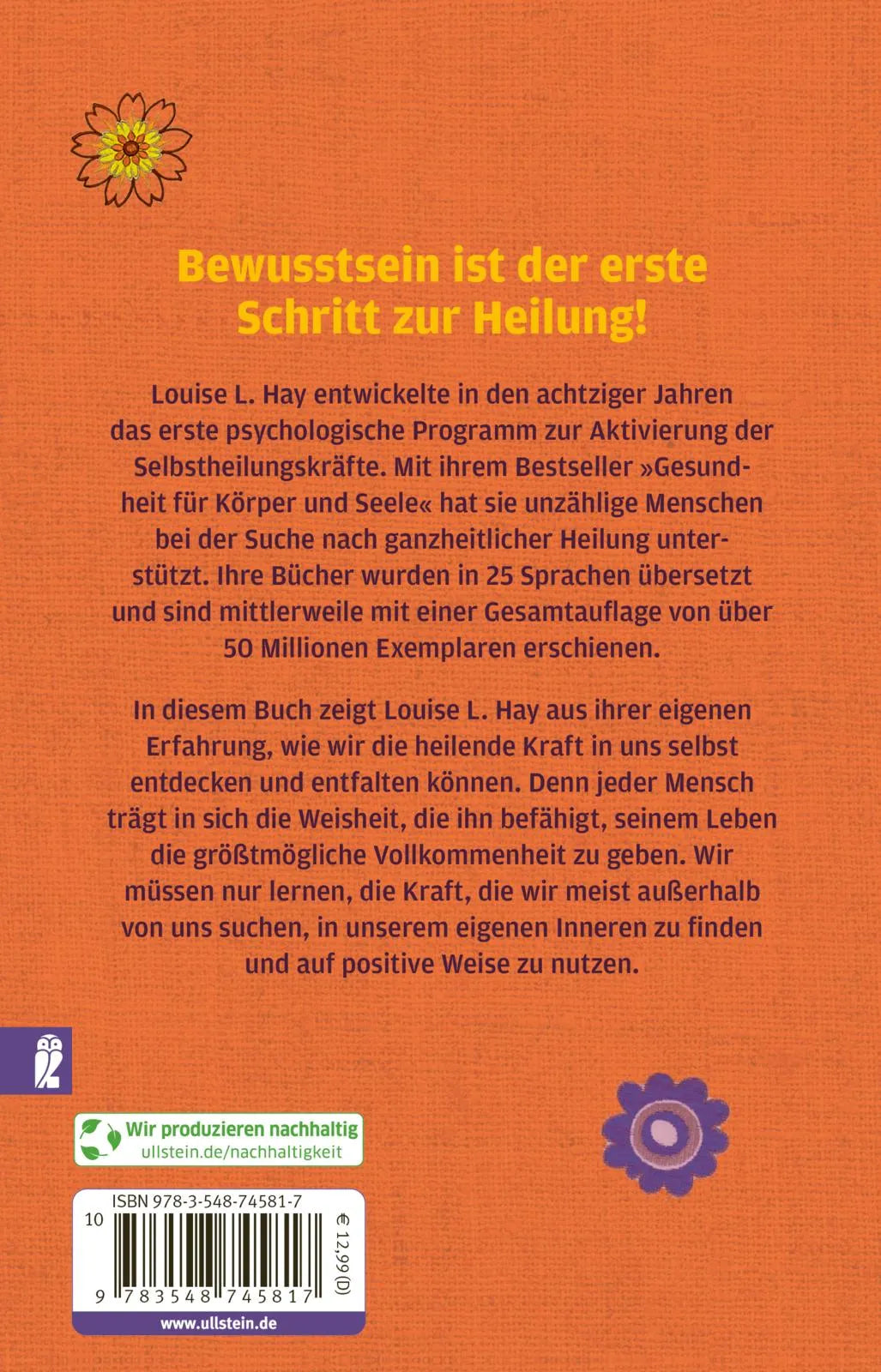 Buchrückseite von 'Wahre Kraft kommt von innen' mit Klappentext - Taschenbuch