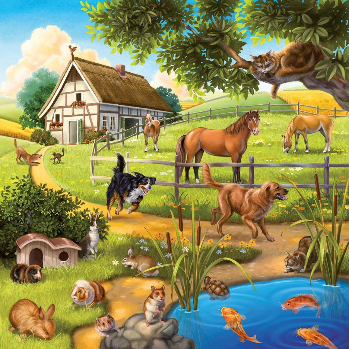 Kinderpuzzle 3x49 Teile - Wald-/Zoo-/Haustiere – Ansicht