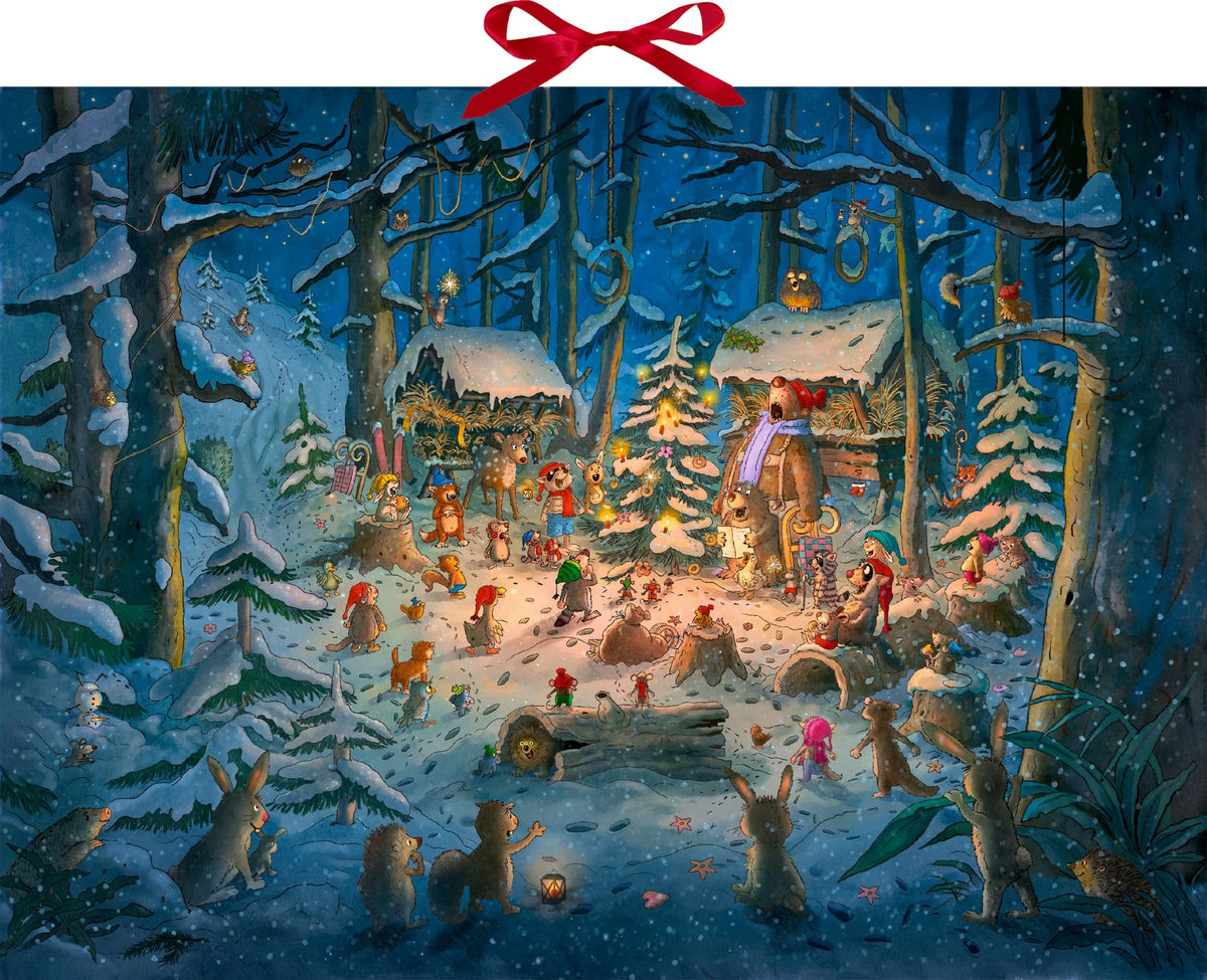 Adventskalender: Wand-Adventskalender – Tierischer Chor im Winterwald