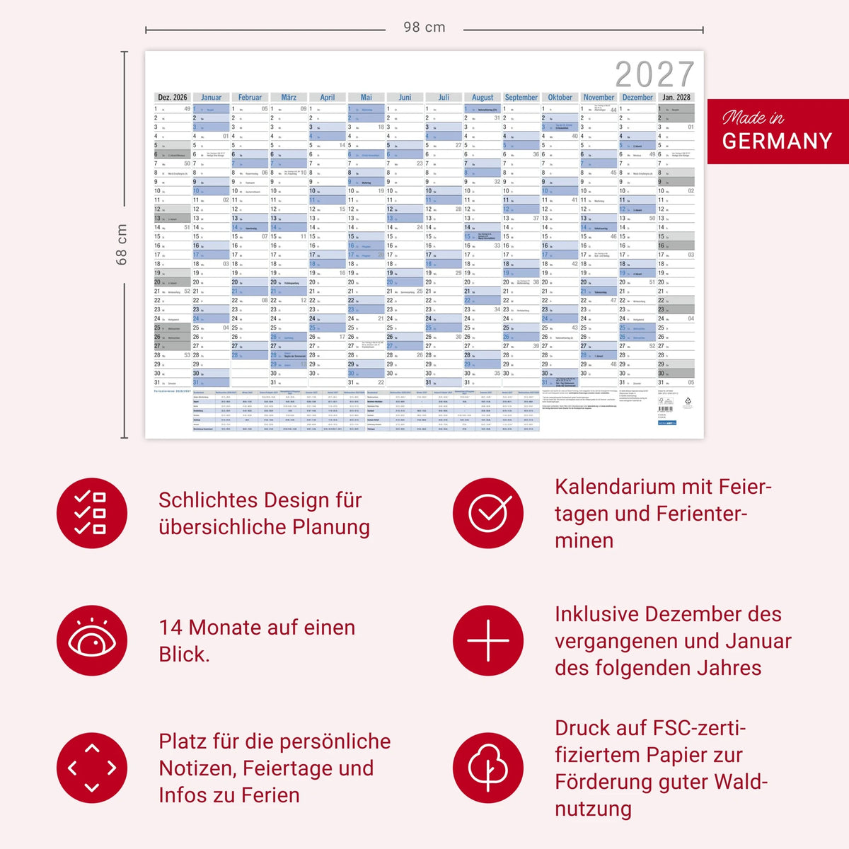 Wandplaner Neutral 2027 – Ansicht