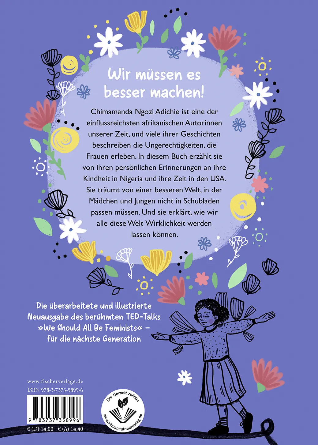 Buchrückseite von 'Warum ich Feministin bin' mit Klappentext - Gebundene Ausgabe