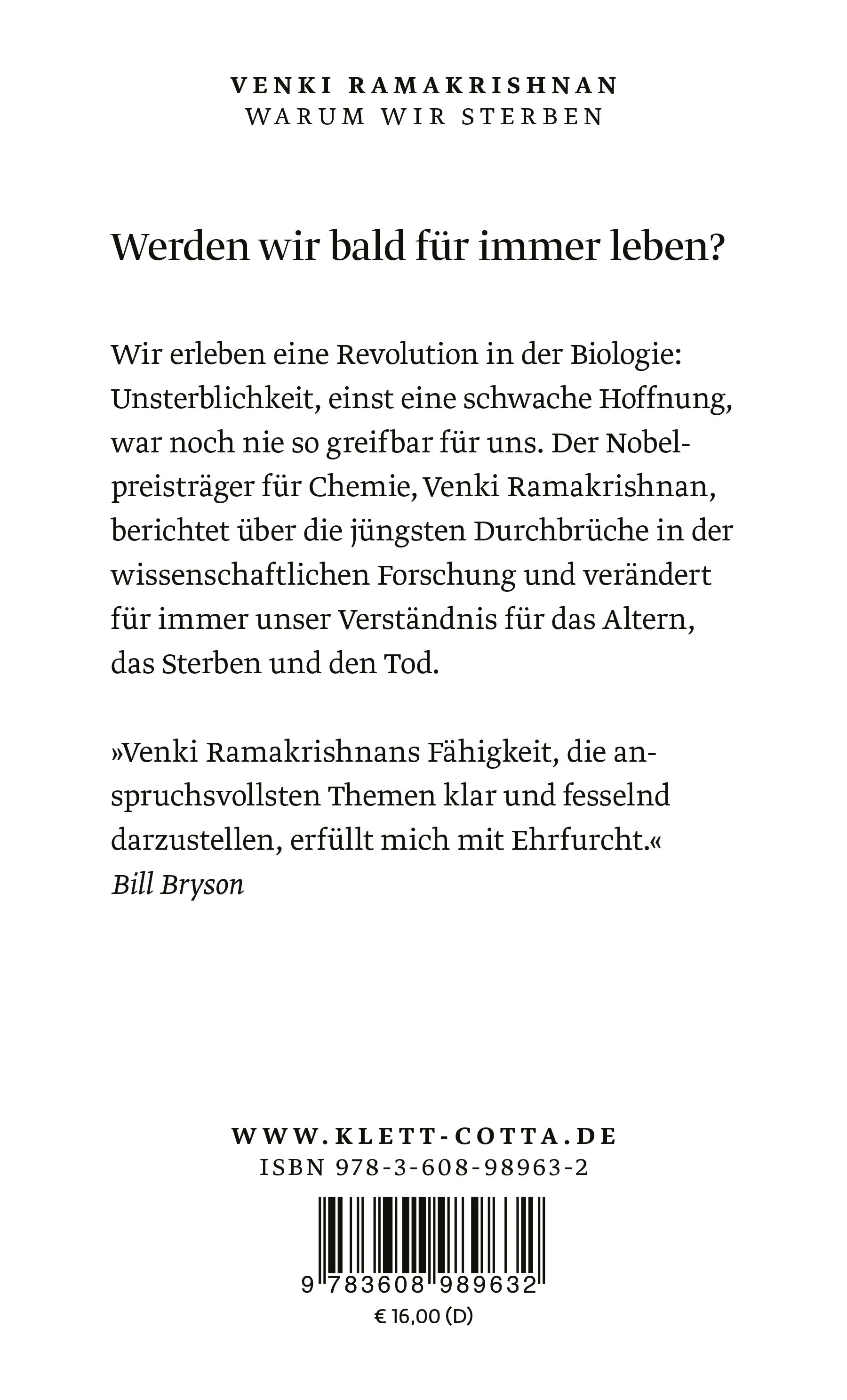 Rückseite: Warum wir sterben (Taschenbuch)