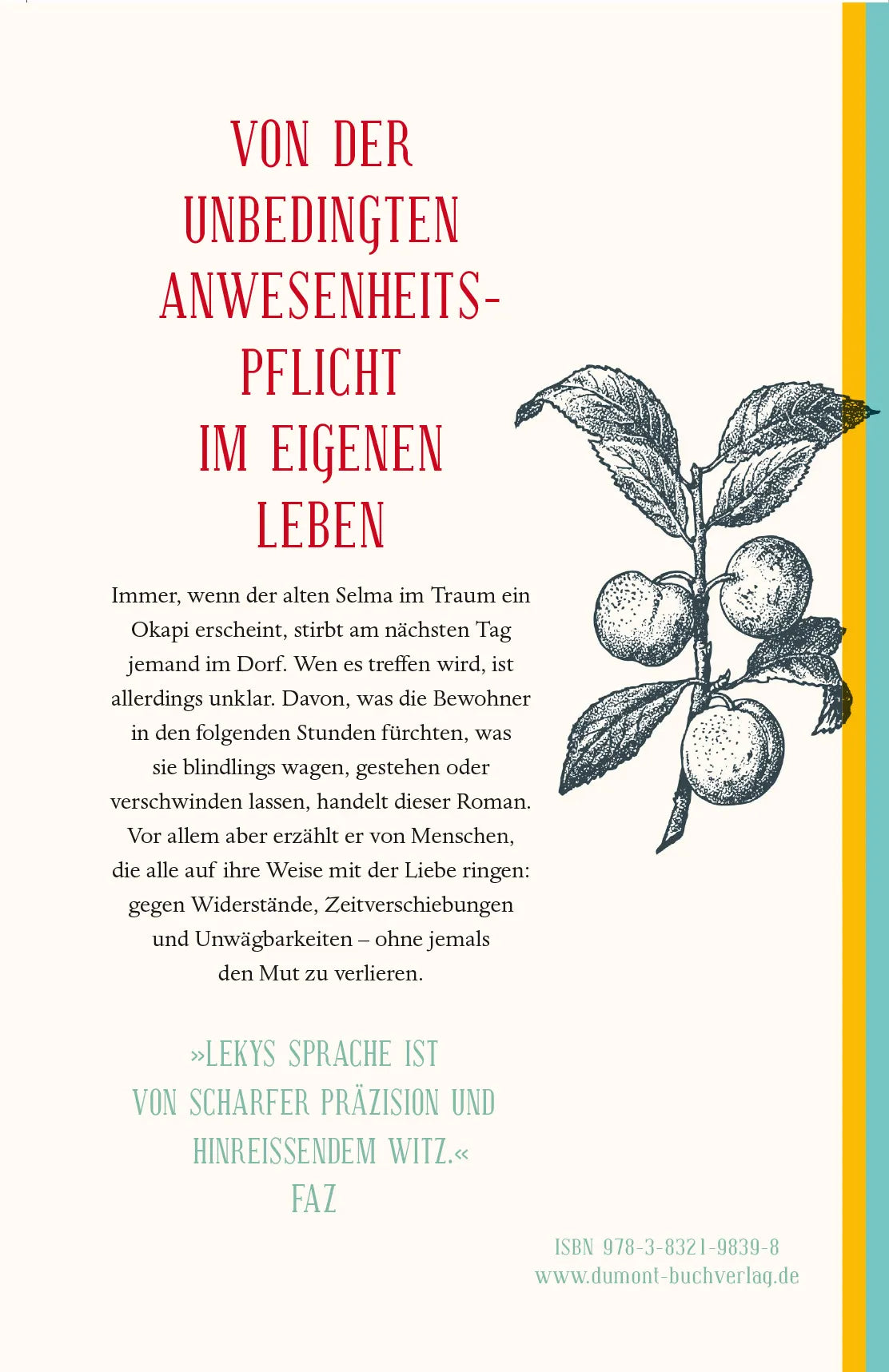 Buchrückseite von 'Was man von hier aus sehen kann' mit Klappentext - Gebundene Ausgabe