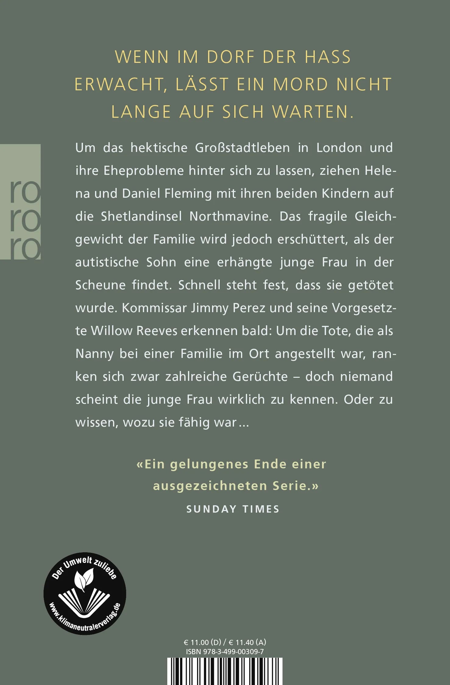 Buchrückseite von 'Was niemand sieht' mit Klappentext - Taschenbuch