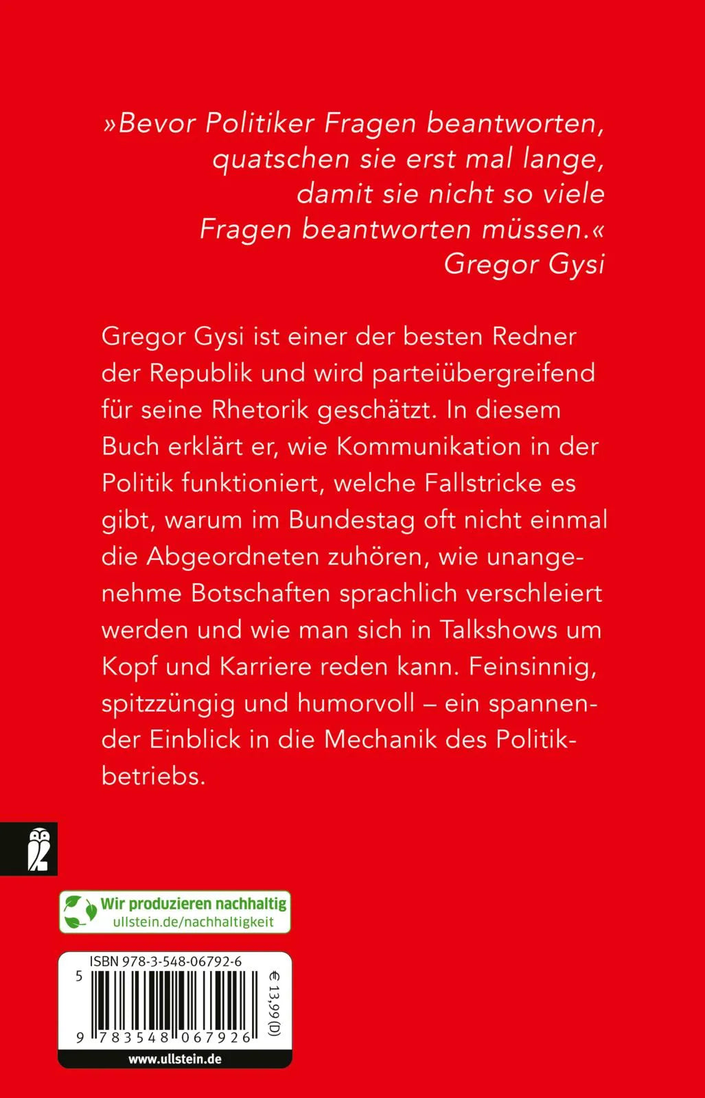 Buchrückseite von 'Was Politiker nicht sagen' mit Klappentext - Taschenbuch