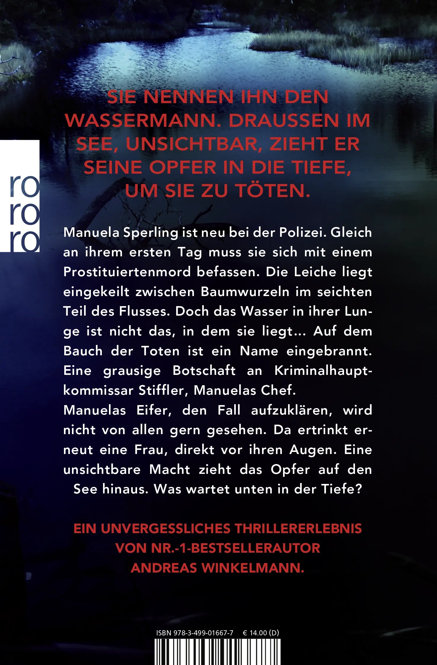 Buchrückseite von 'Wassermanns Zorn' mit Klappentext - Taschenbuch