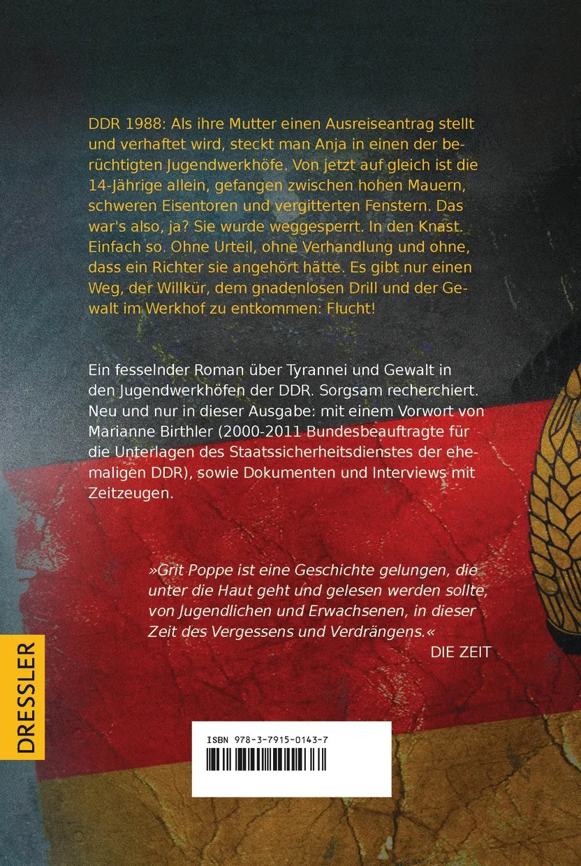 Buchrückseite von 'Weggesperrt' mit Klappentext - Gebundene Ausgabe