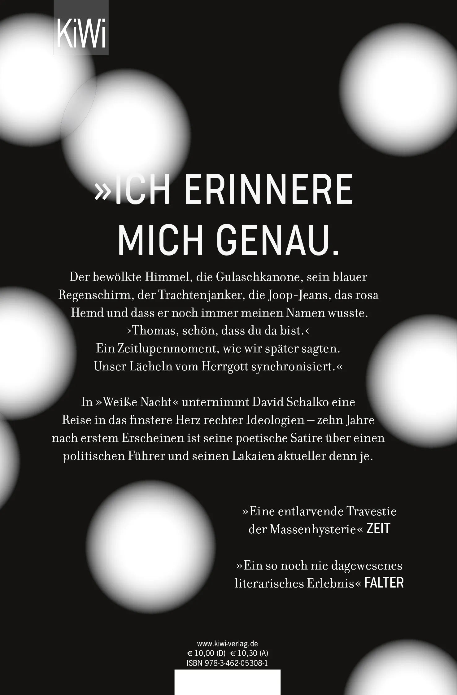 Buchrückseite von 'Weiße Nacht' mit Klappentext - Taschenbuch