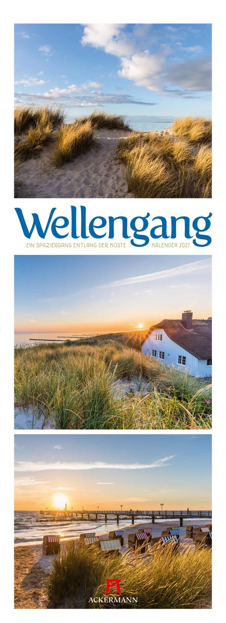 Wandkalender: Wellengang Triplet-Kalender 2027 | Spaziergang entlang der Küste
