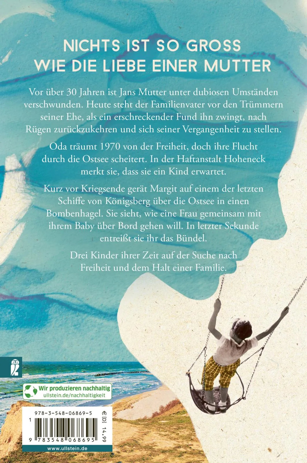 Buchrückseite von 'Wellenkinder' mit Klappentext - Paperback
