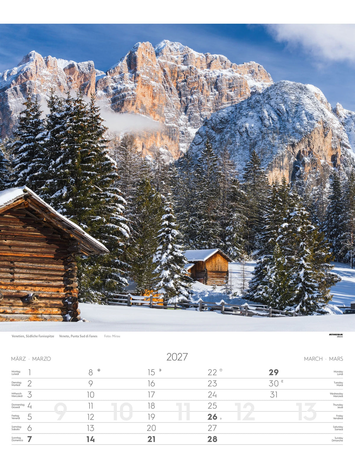 Weltnaturerbe Dolomiten Kalender 2027 – Ansicht