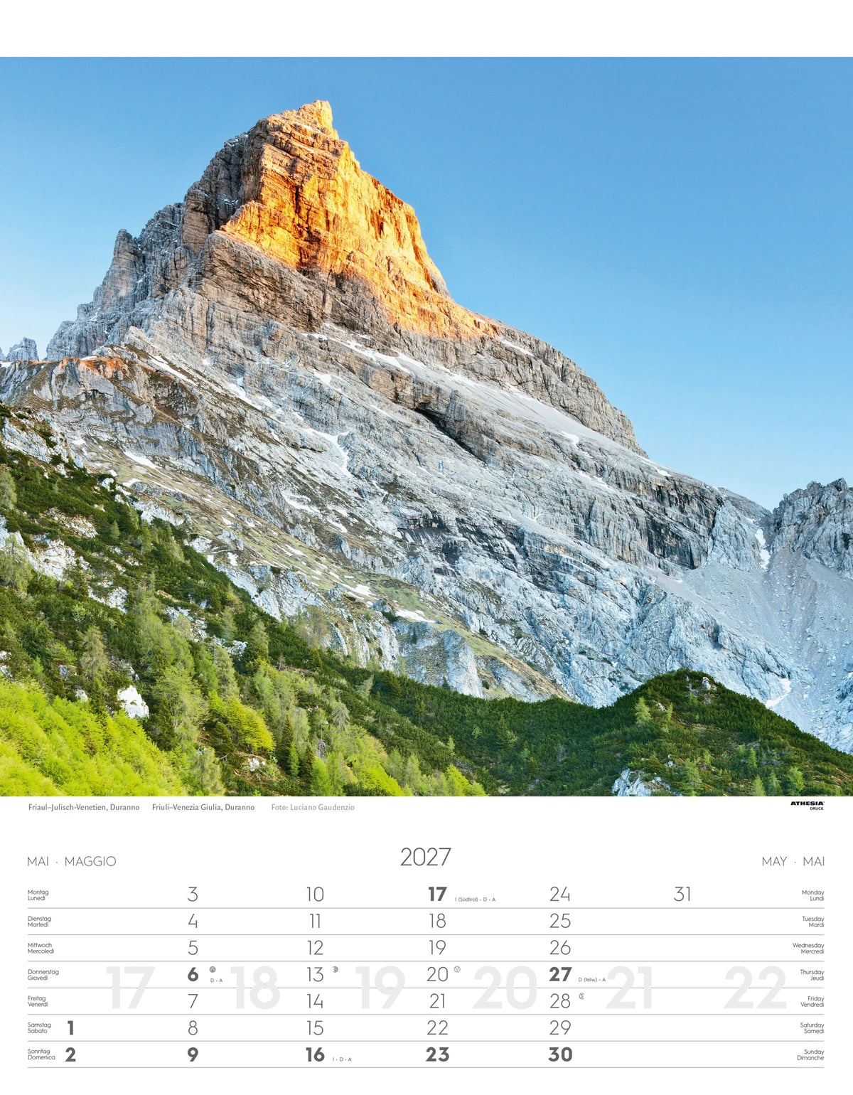 Weltnaturerbe Dolomiten Kalender 2027 – Ansicht