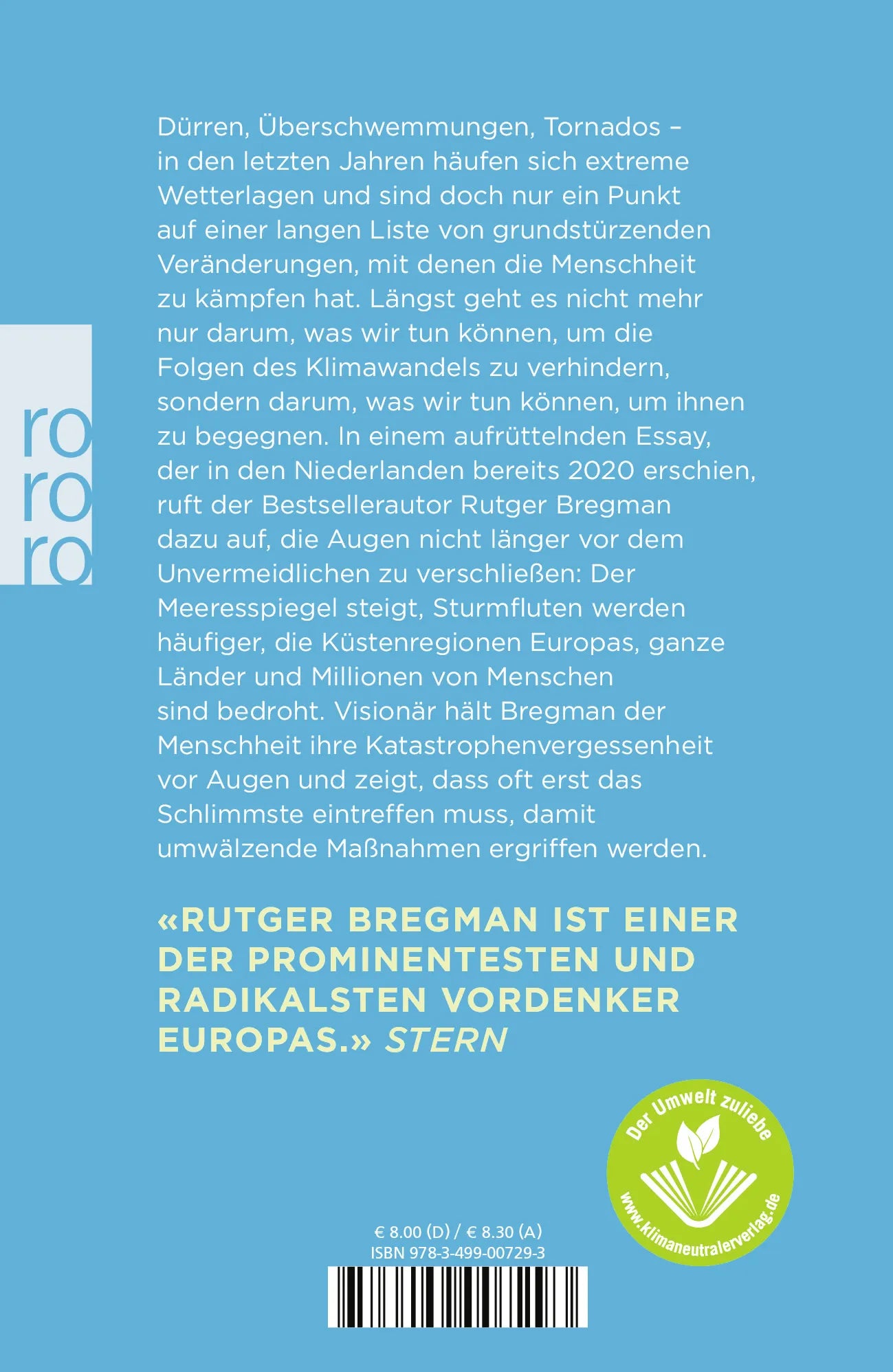 Buchrückseite von 'Wenn das Wasser kommt' mit Klappentext - Gebundene Ausgabe