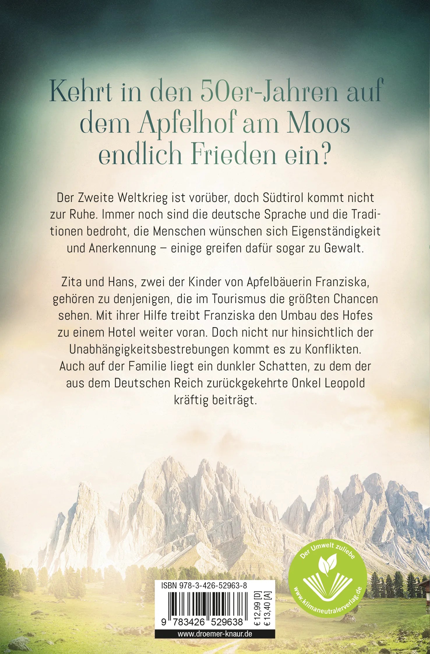 Buchrückseite von 'Wenn der Sturm vorüberzieht' mit Klappentext - Taschenbuch