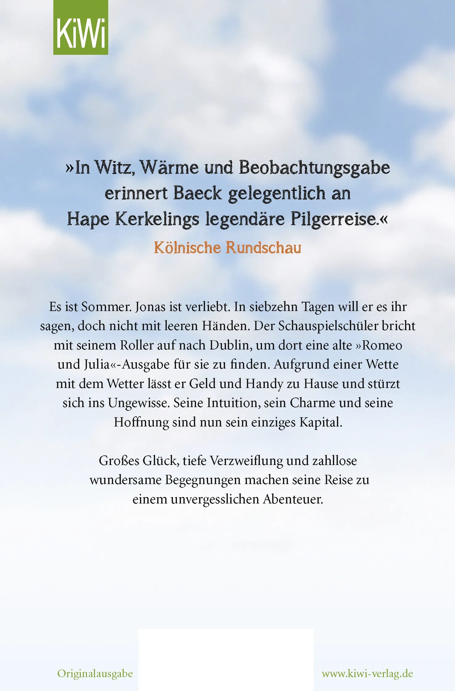 Buchrückseite von 'Wenn die Sonne rauskommt, fahr ich ohne Geld' mit Klappentext - Taschenbuch