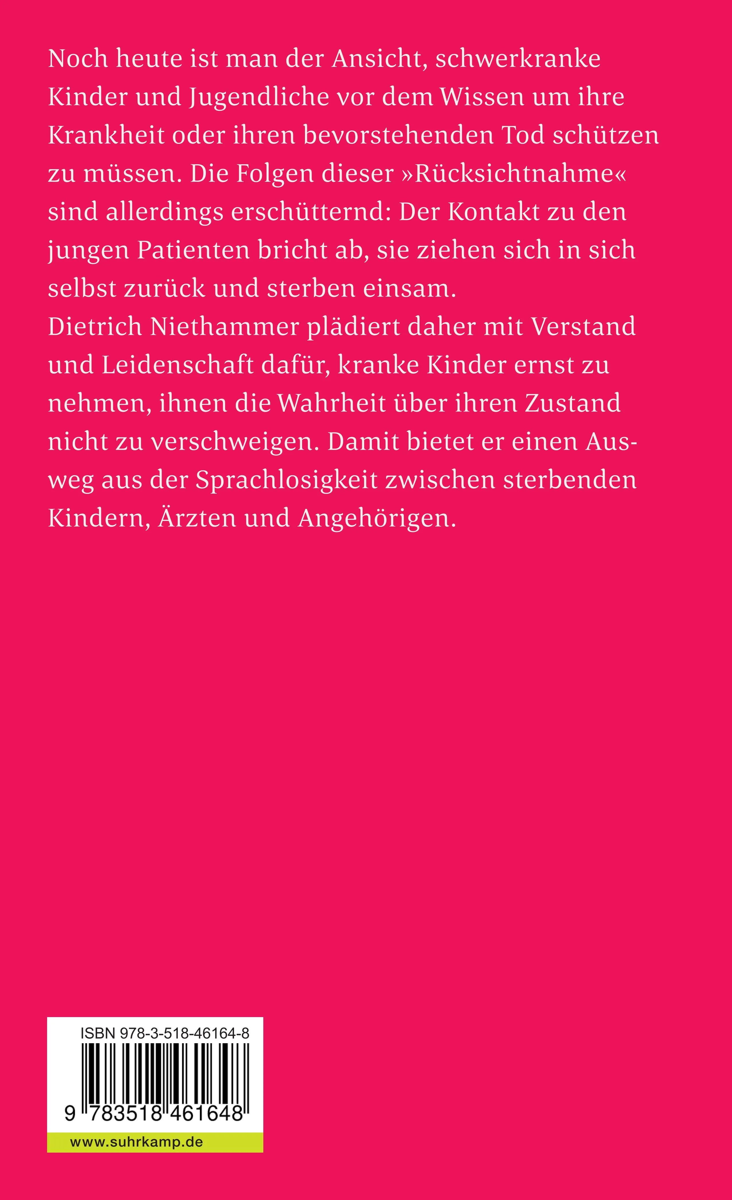 Buchrückseite von 'Wenn ein Kind schwer krank ist' mit Klappentext - Taschenbuch