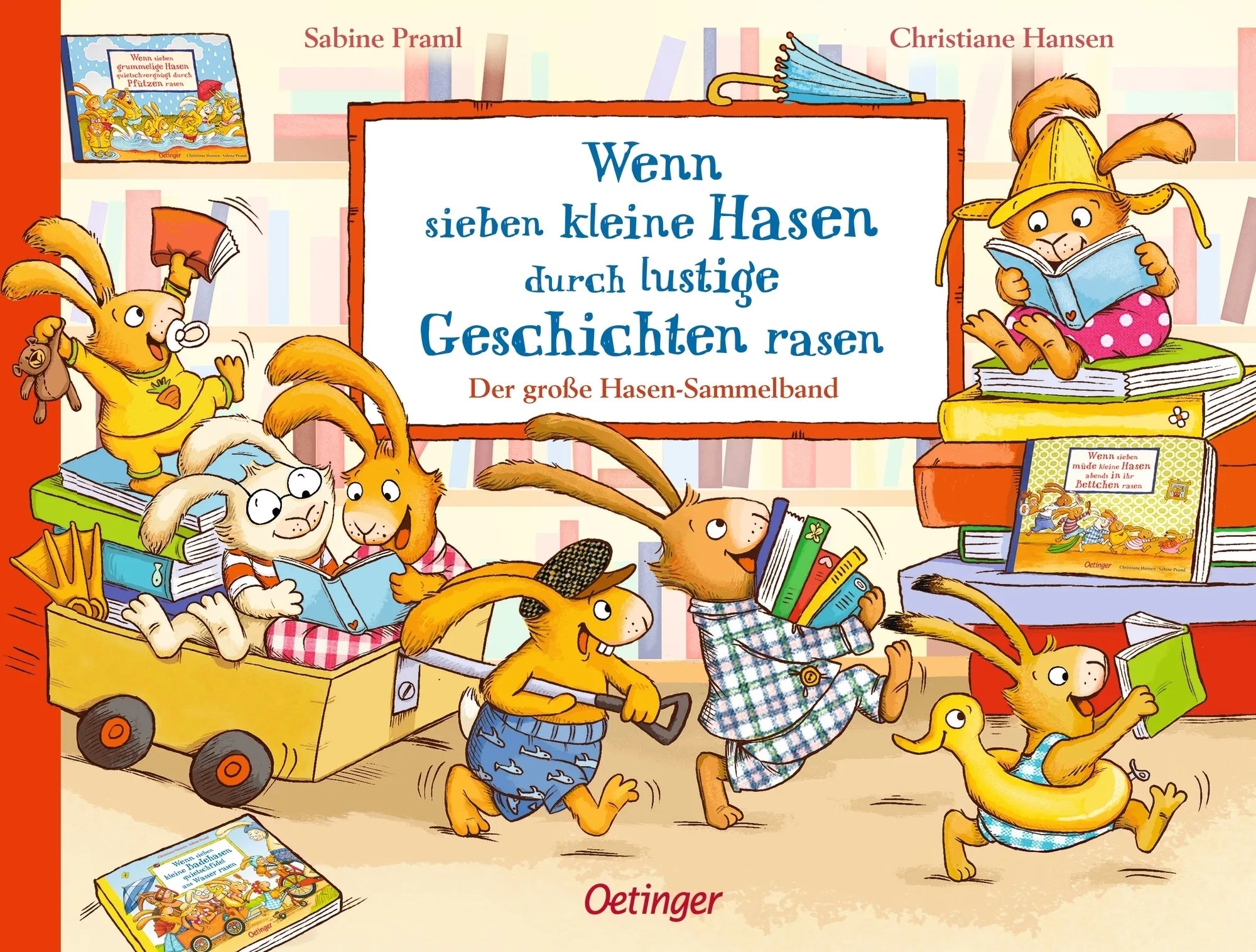 Buchcover von 'Wenn sieben kleine Hasen durch lustige Geschichten rasen' - Gebundene Ausgabe von Sabine Praml