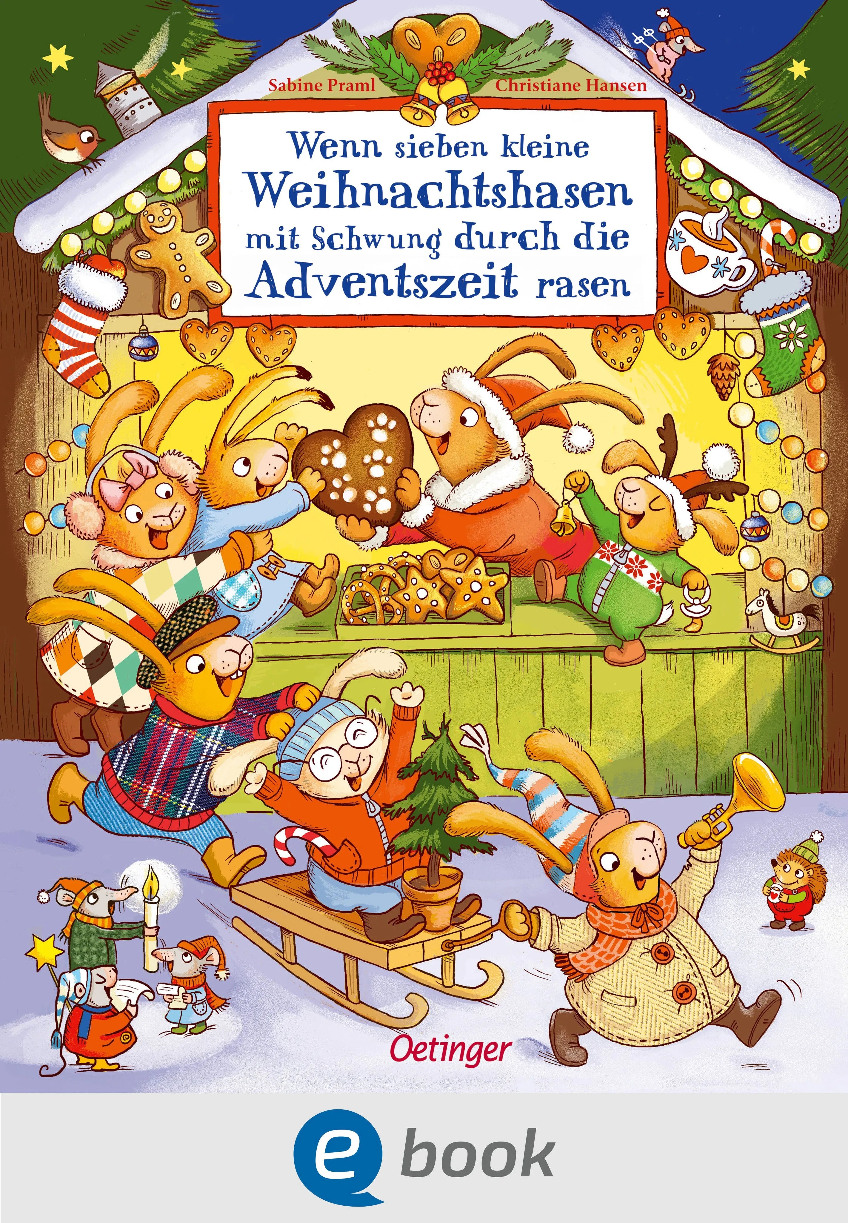 Cover: Wenn sieben kleine Weihnachtshasen mit Schwung durch die Adventszeit rasen (E-Book) von Sabine Praml