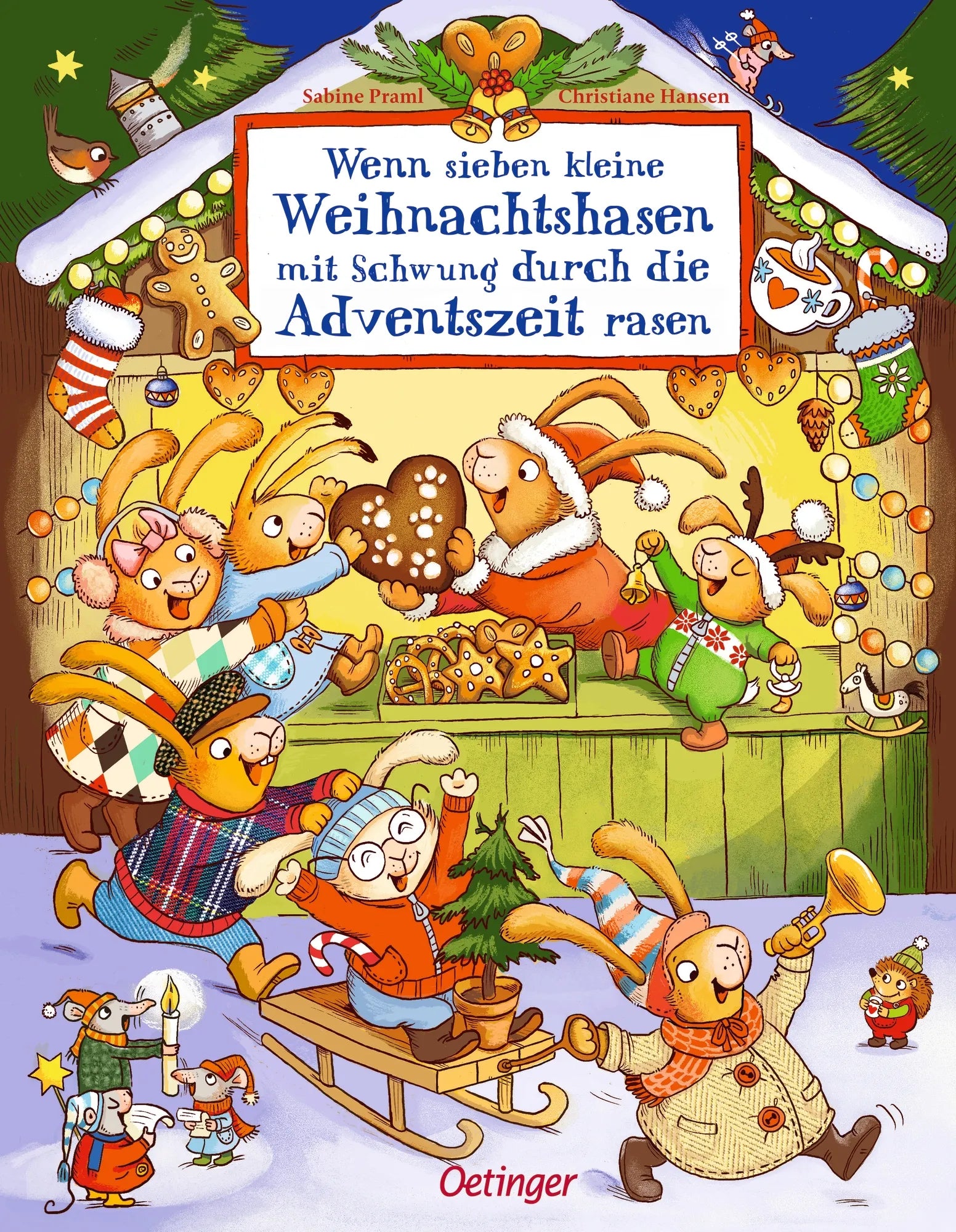 Buchcover von 'Wenn sieben kleine Weihnachtshasen mit Schwung durch die Adventszeit rasen' - Gebundene Ausgabe von Sabine Praml