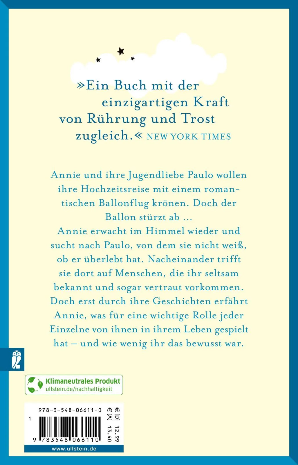 Buchrückseite von 'Wer im Himmel auf dich wartet' mit Klappentext - Taschenbuch
