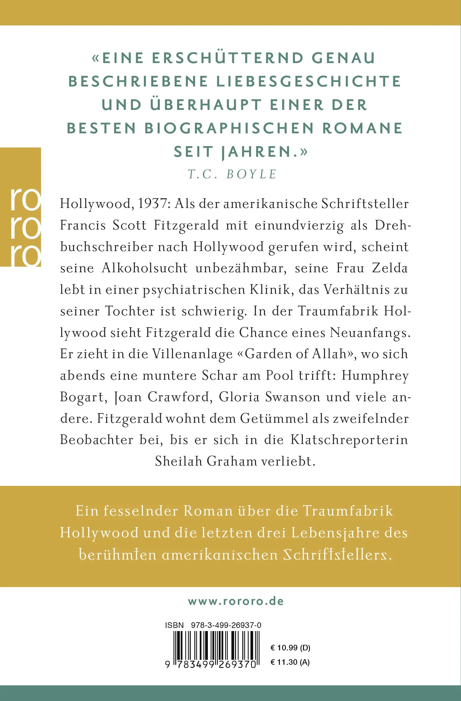 Buchrückseite von 'Westlich des Sunset' mit Klappentext - Taschenbuch