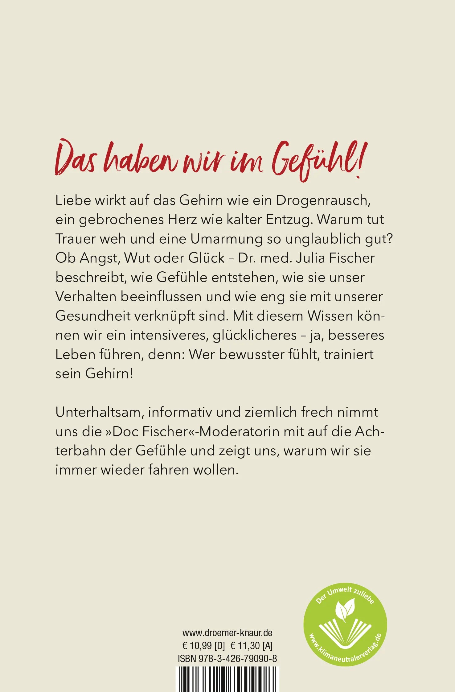Buchrückseite von 'What a feeling!' mit Klappentext - Taschenbuch