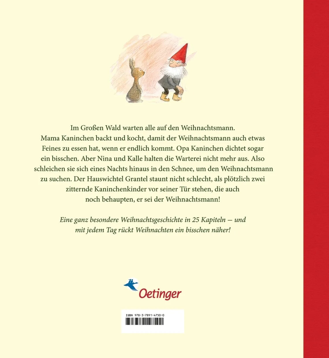 Buchrückseite von 'Wichtelweihnacht im Winterwald' mit Klappentext - Gebundene Ausgabe
