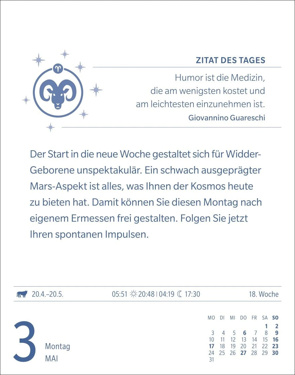 Widder Sternzeichenkalender 2027 - Tagesabreißkalender - Ihr Horoskop für jeden Tag – Ansicht