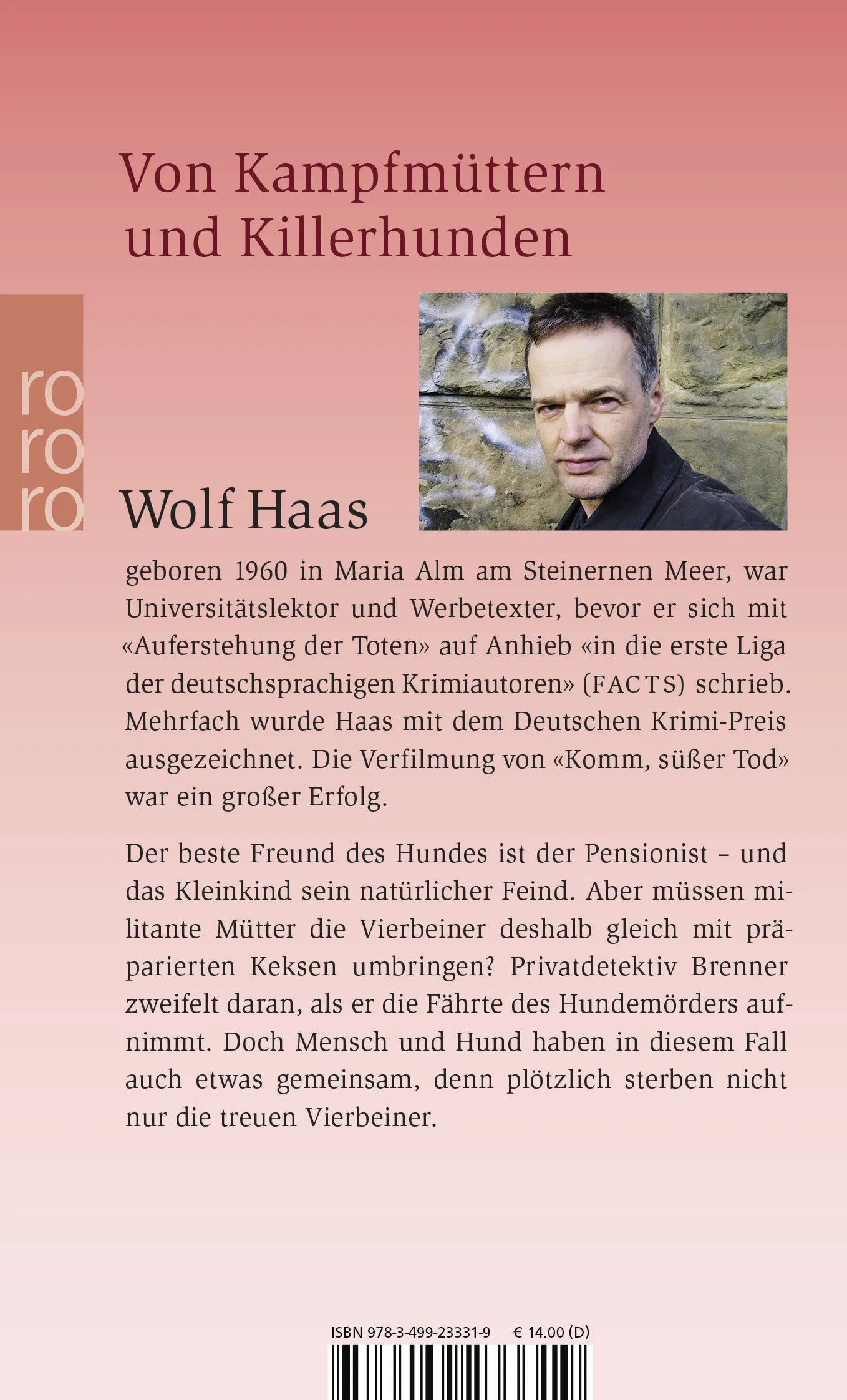 Buchrückseite von 'Wie die Tiere' mit Klappentext - Taschenbuch