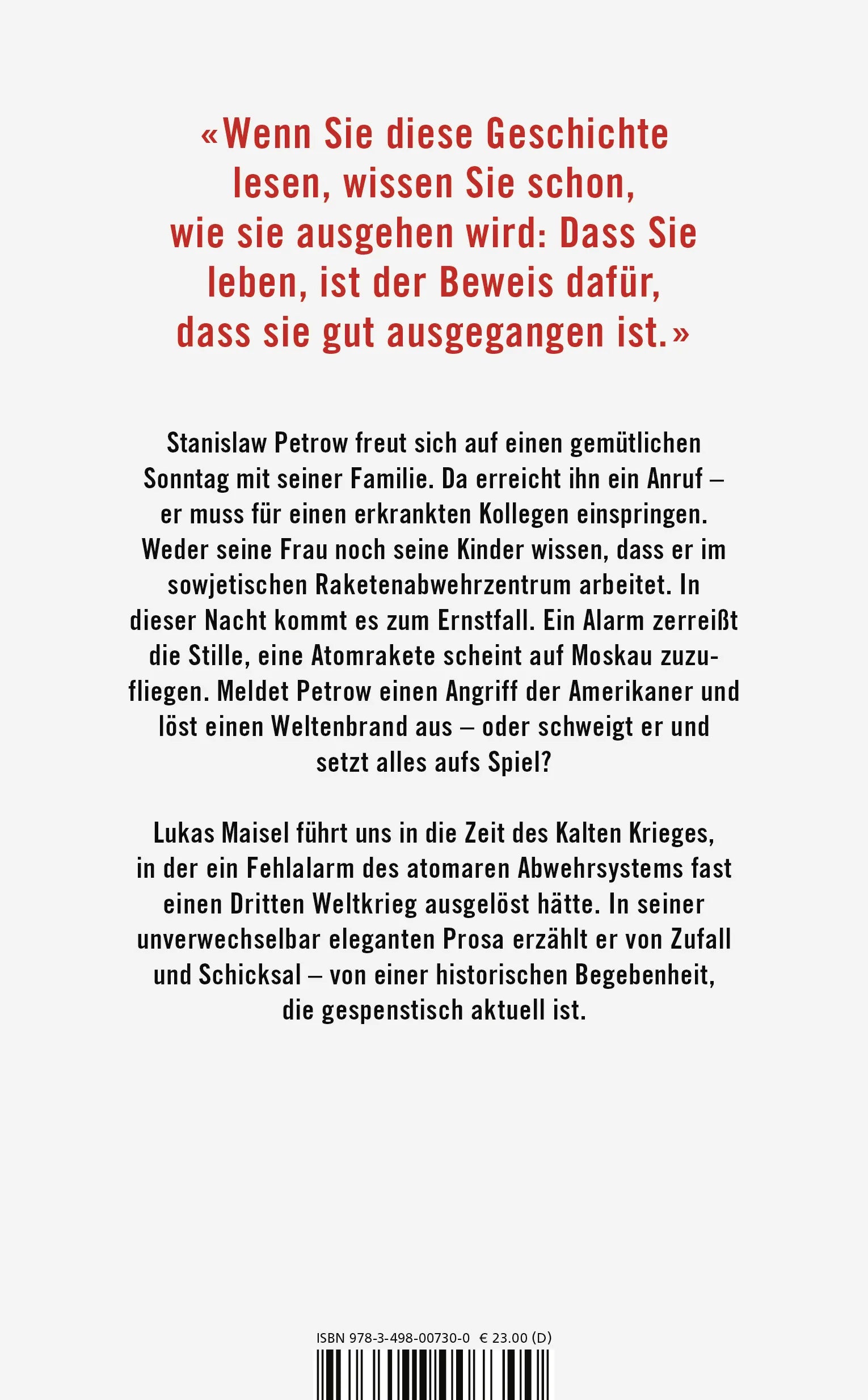 Buchrückseite von 'Wie ein Mann nichts tat und so die Welt rettete' mit Klappentext - Gebundene Ausgabe