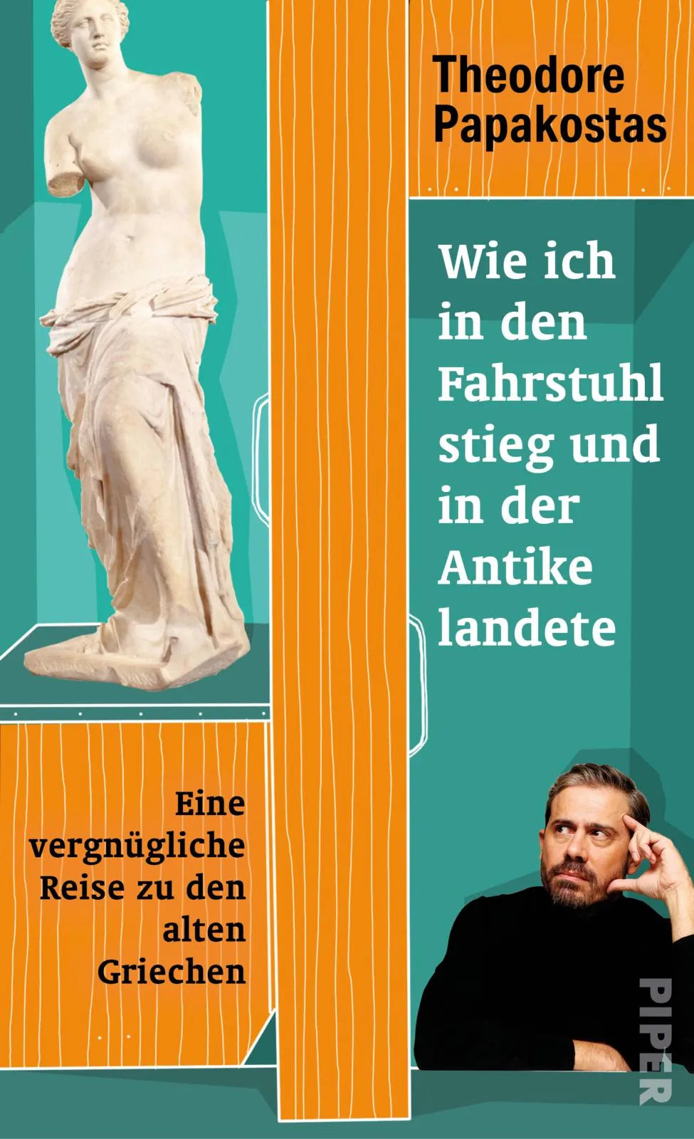 Buchcover von 'Wie ich in den Fahrstuhl stieg und in der Antike landete' - Gebundene Ausgabe von Theodore Papakostas