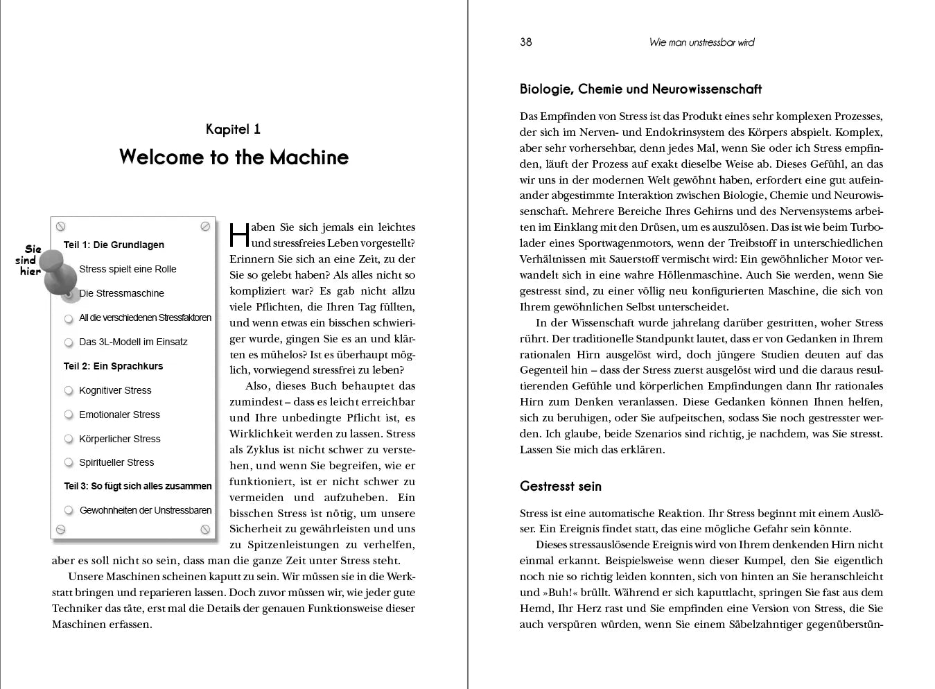 Innenansicht von 'Wie man unstressbar wird' - Gebundene Ausgabe