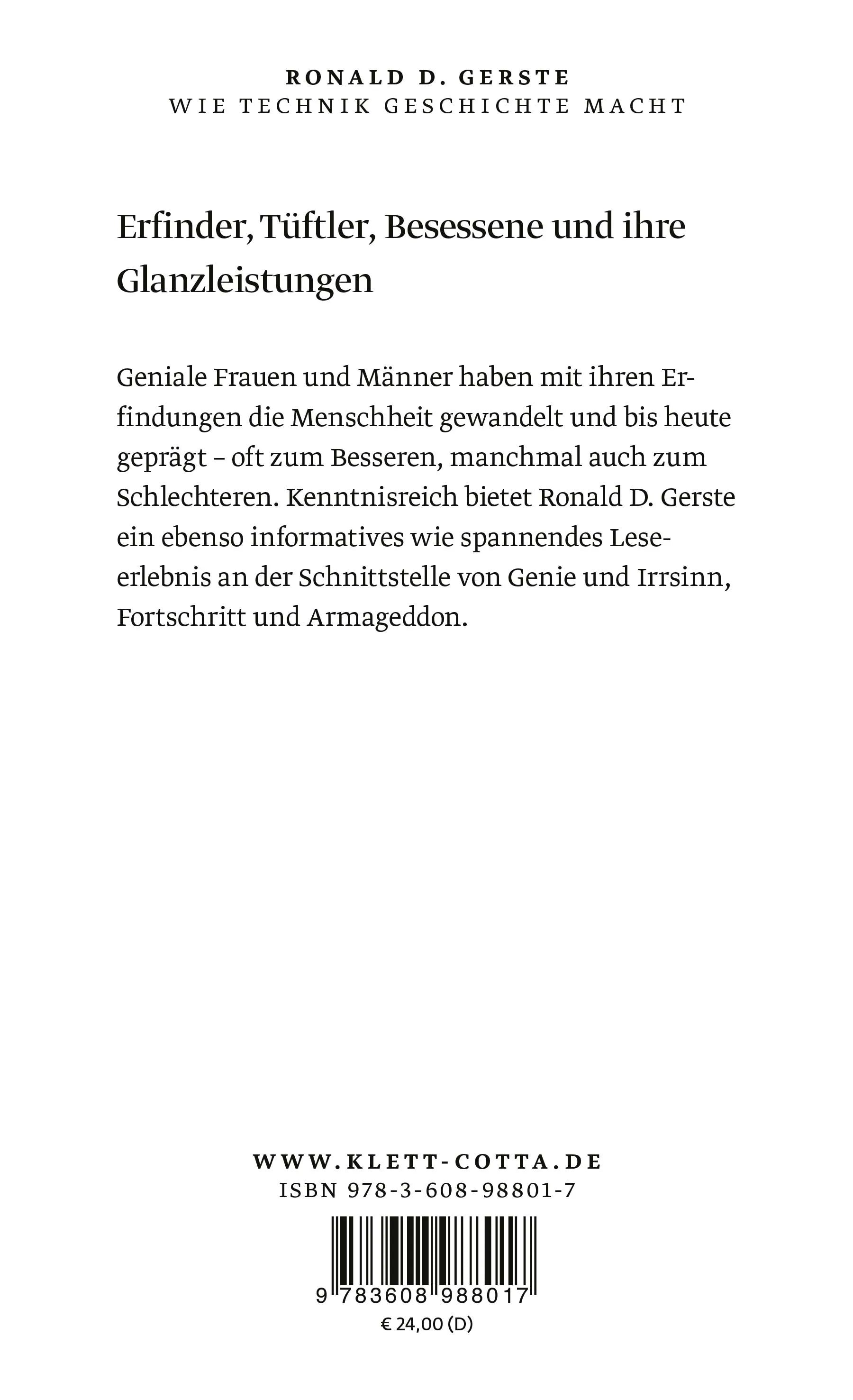 Buchrückseite von 'Wie Technik Geschichte macht' mit Klappentext - Gebundene Ausgabe