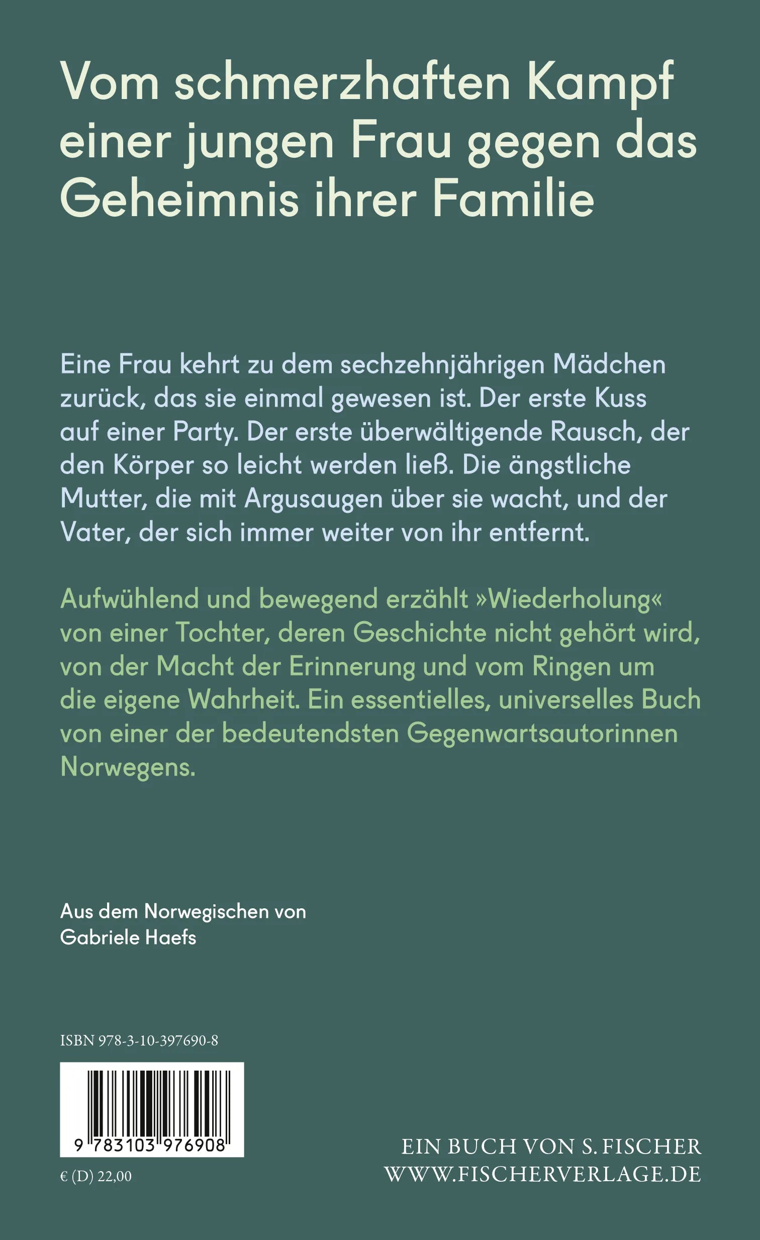 Buchrückseite von 'Wiederholung' mit Klappentext - Gebundene Ausgabe
