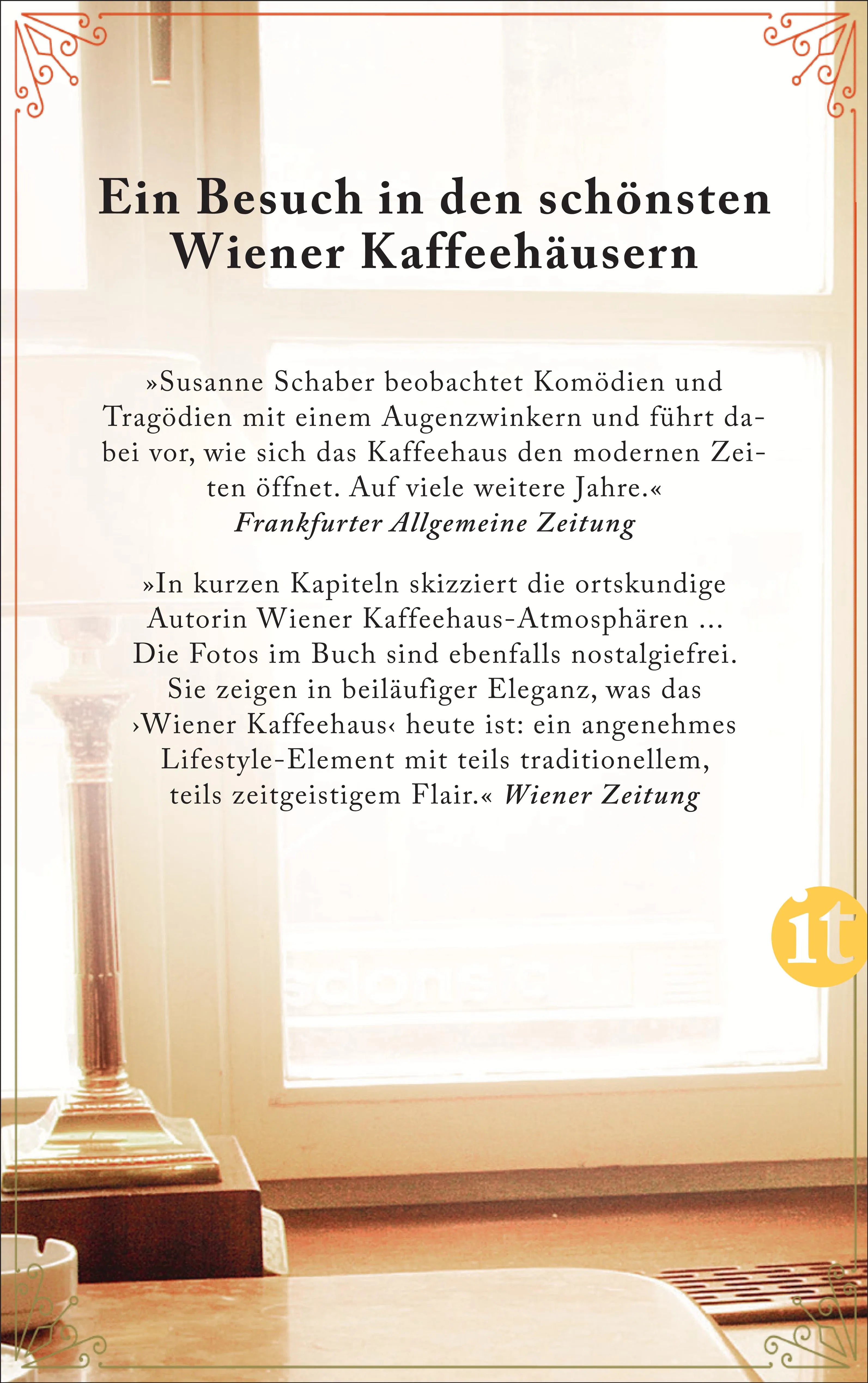 Buchrückseite von 'Wiener Kaffeehäuser' mit Klappentext - Taschenbuch