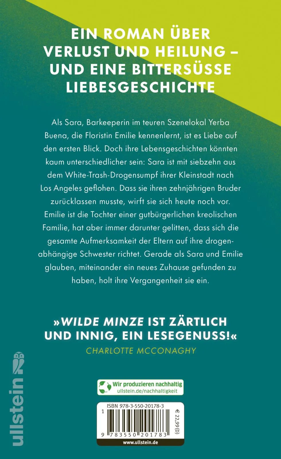 Buchrückseite von 'Wilde Minze' mit Klappentext - Gebundene Ausgabe