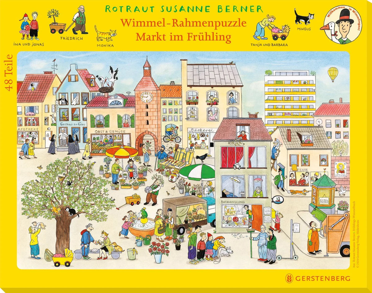 Kinderpuzzle: Wimmel-Rahmenpuzzle Frühling Motiv Markt