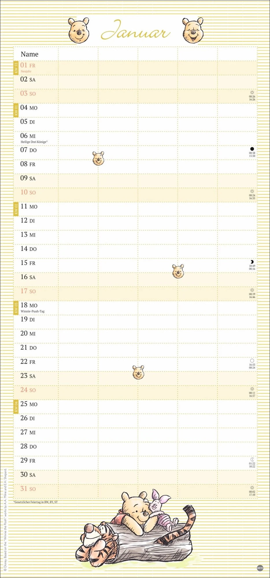 Winnie Puuh Familienplaner 2027 – Ansicht