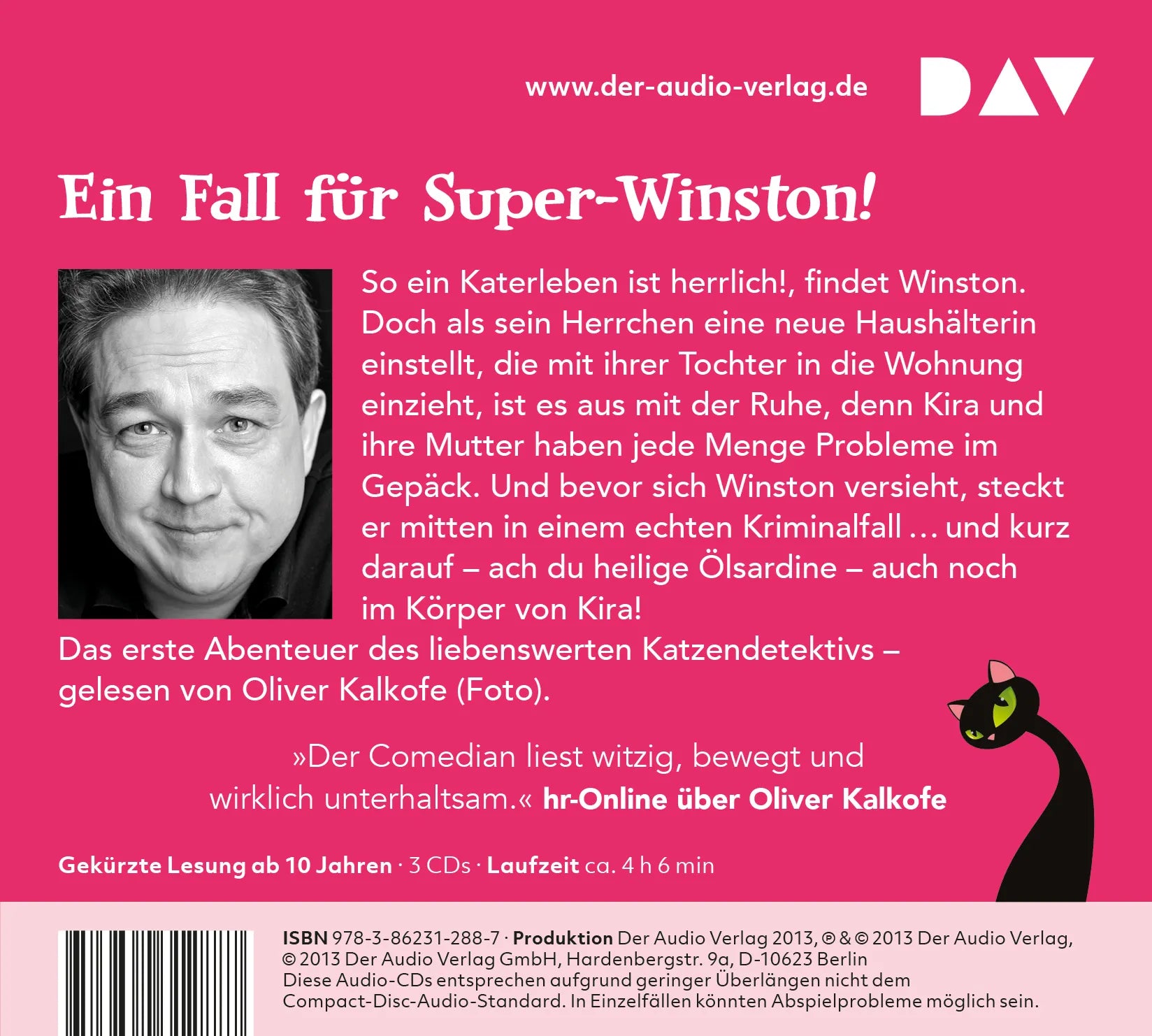 Buchrückseite von 'Winston – Teil 2: Agent auf leisen Pfoten' mit Klappentext - Hörbuch (CD)