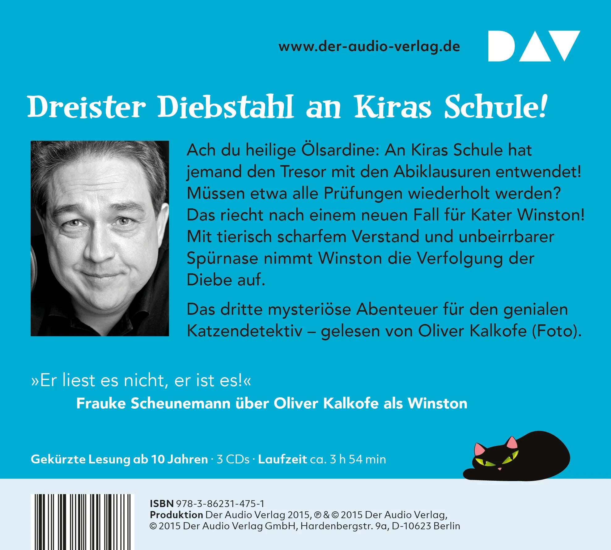 Buchrückseite von 'Winston – Teil 3: Jagd auf die Tresorräuber' mit Klappentext - Hörbuch (CD)