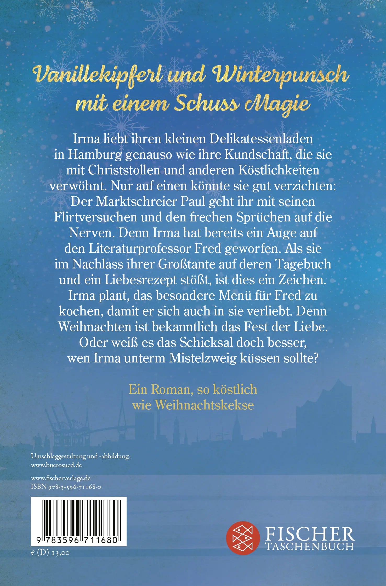 Buchrückseite von 'Winterglück im kleinen Gourmetladen' mit Klappentext - Taschenbuch