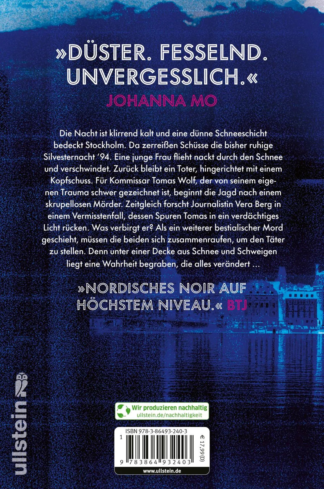 Buchrückseite von 'Wintersonnenwende' mit Klappentext - Paperback