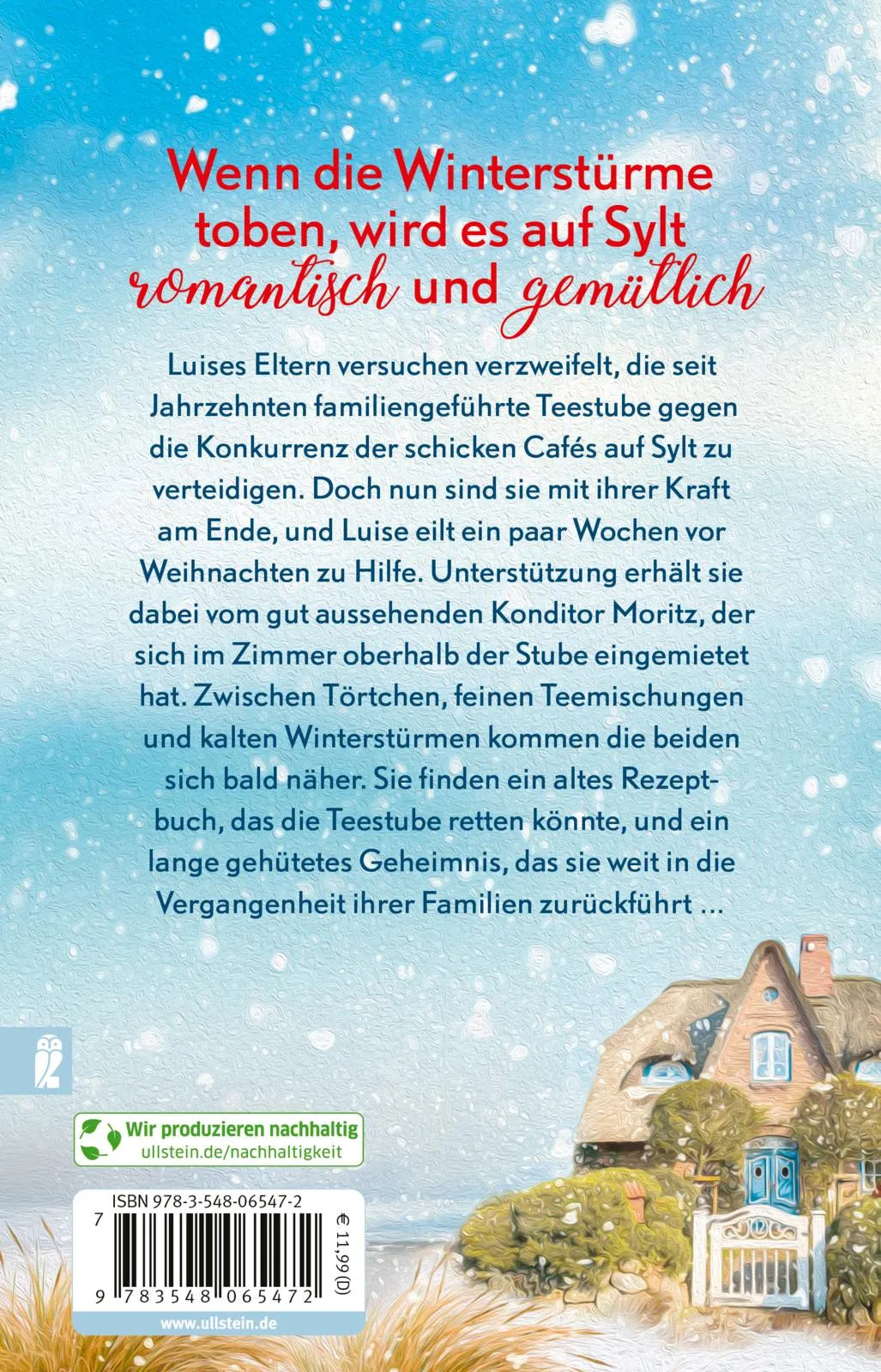 Buchrückseite von 'Winterzauber in der kleinen Teestube am Meer' mit Klappentext - Taschenbuch