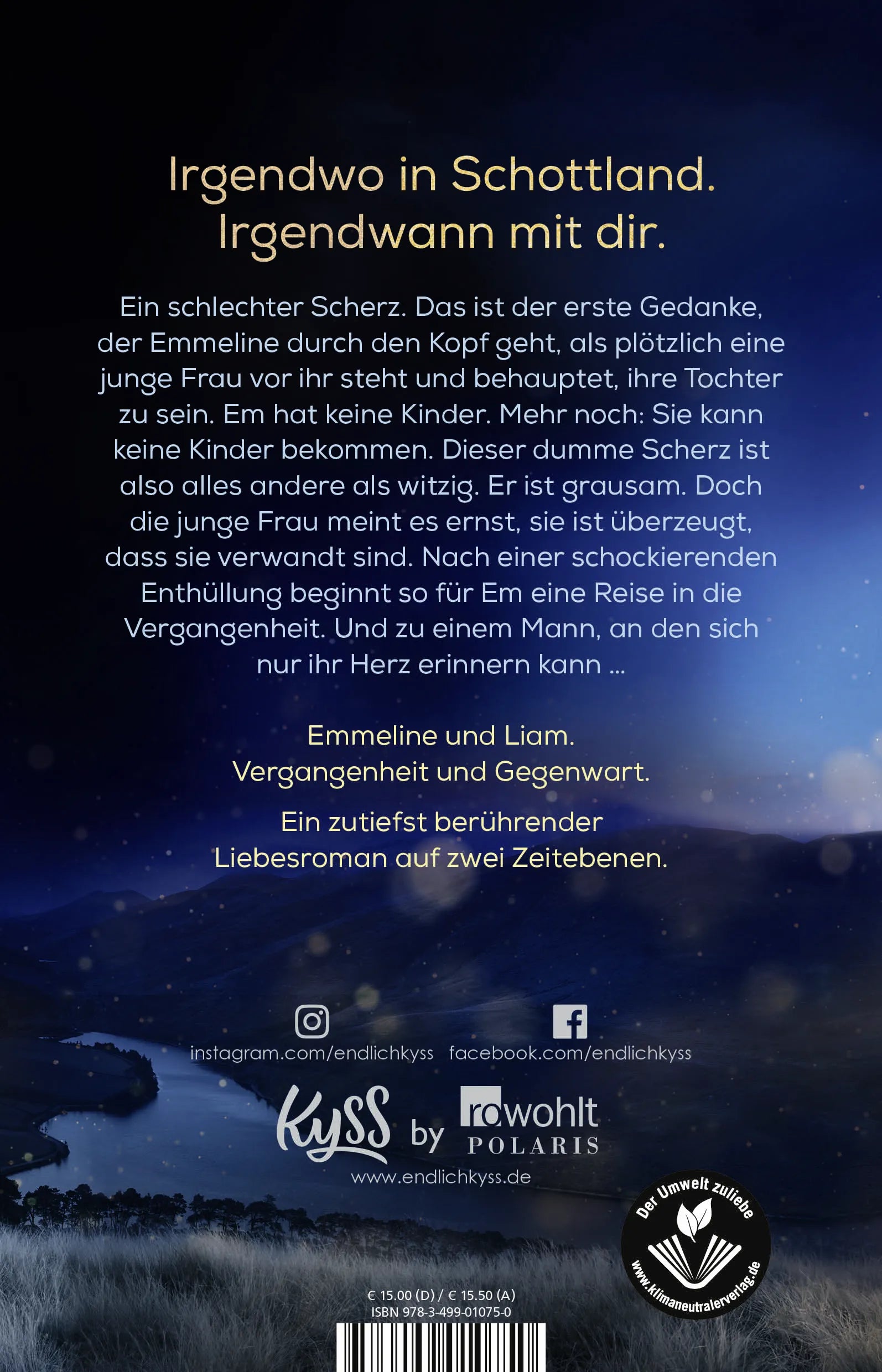 Buchrückseite von 'Wir irgendwann' mit Klappentext - Paperback